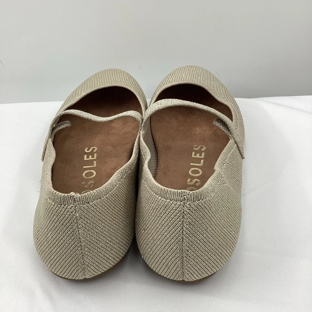AEROSOLES Beige Knit Mary Jane Flats